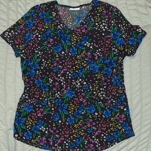 Scrubstar Black Floral Scrub Top